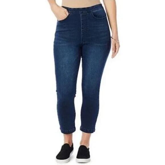Diane Gilman Pants - DG2‎ by Diane Gilman New Classic Stretch Split Hem Pull-On Capri Indigo XS
